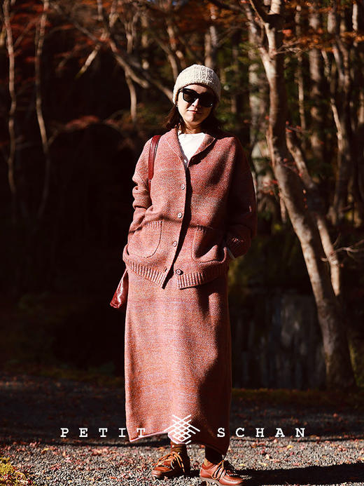 PETIT SCHAN小闪 CLO#675 Winter sakura 冬日樱花  纯羊毛松紧腰卷边针织半裙 商品图3