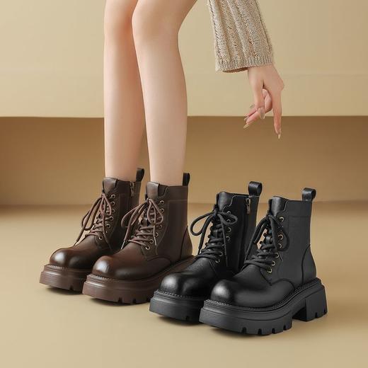 ZHR则则厚底马丁靴英伦小短靴洋气百搭女靴2024新款加绒保暖靴子 商品图9