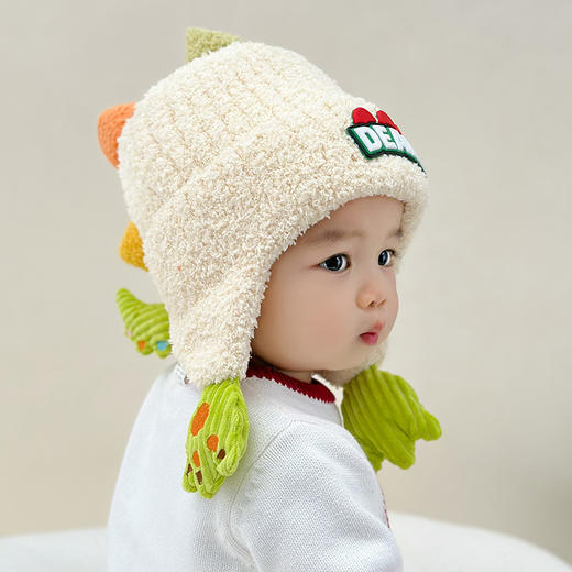儿童帽子冬岁宝宝加厚针织护耳帽可爱卡通立体恐龙保暖韩版毛线 商品图2