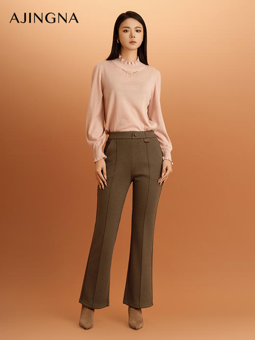 【商场同款】阿菁娜2024冬季新品时尚弹力修身微喇裤A30D210102 商品图0