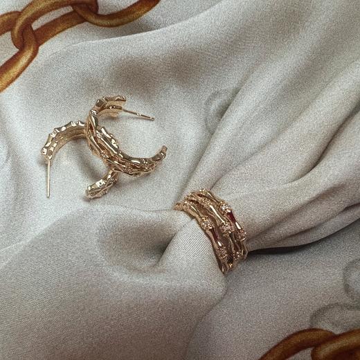 LHWINDSOR 小众竹节复古冷淡风多层设计耳钉戒指项链手链套装 商品图5