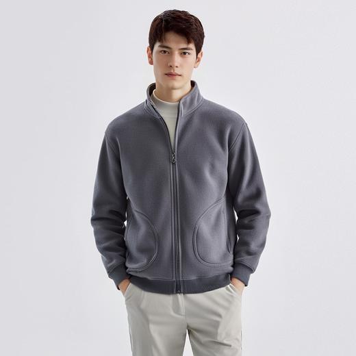 罗蒙秋冬装时尚立领男士摇粒绒夹克外套纯色简约保暖舒适休闲百搭男外套 商品图1