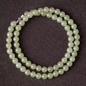 【经典】初晴新中式天然和田玉晴水项链6mm  国风圆珠链颈链品质甄选带证书