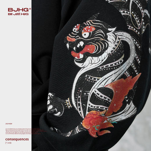 BJHG不计后果连帽卫衣男款春季国潮oversize休闲美式高街开衫外套 商品图3