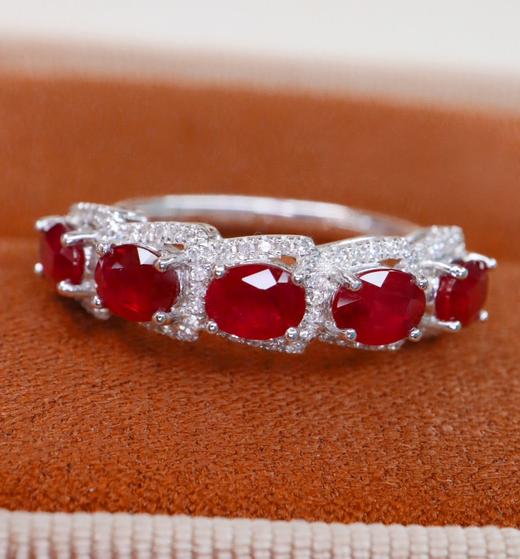 1.65ct刻面红宝石排戒戒指 商品图0