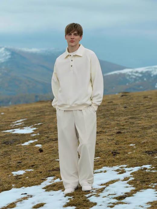 Evistub/E-4DWY815/450G抓绒自发热亲肤保暖金属纽扣翻领POLO衫 商品图2