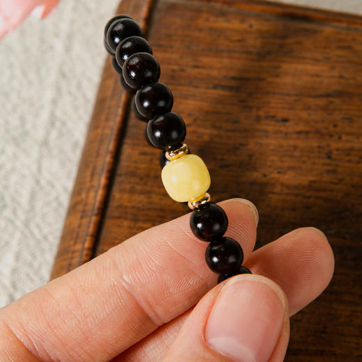 蜜蜡顶珠清代檀香紫檀家居老料制手串直径0.6cm 商品图5