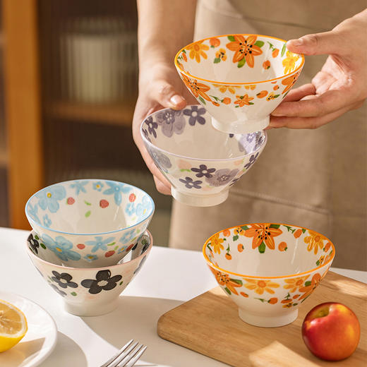 摩登主妇 斗笠碗家用2024新款高颜值餐具陶瓷小碗具个人专用米饭碗 商品图2