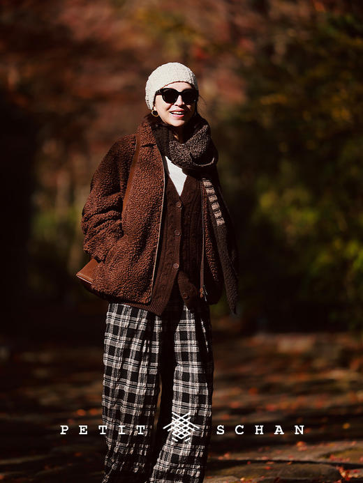 PETIT SCHAN小闪 CLO#673 Extra chic “格”外时髦  羊毛棉混纺松紧腰格纹萝卜裤 商品图1