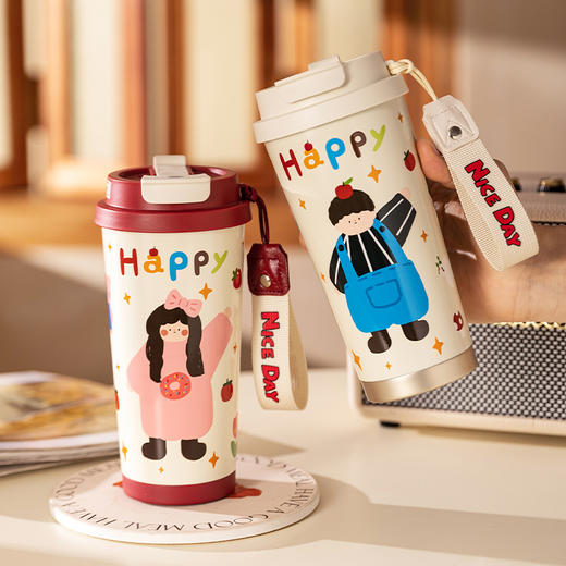 摩登主妇 咖啡保温杯乔迁新居伴手礼便携水杯可爱杯子情侣对杯礼盒 商品图2