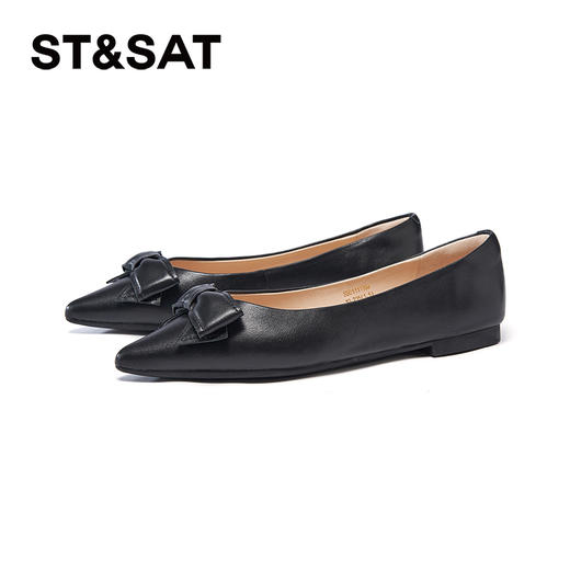 星期六气质尖头蝴蝶结百搭平底单鞋SSD1111164 商品图7