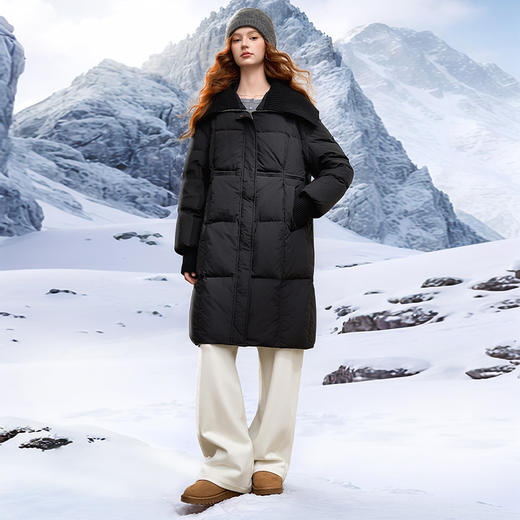 高级感针织围领中长款羽绒服女秋冬加绒保暖面包服外套V0043457 商品图1