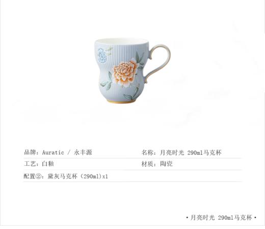 auratic永丰源月亮时光马克杯黛灰290ml 商品图1