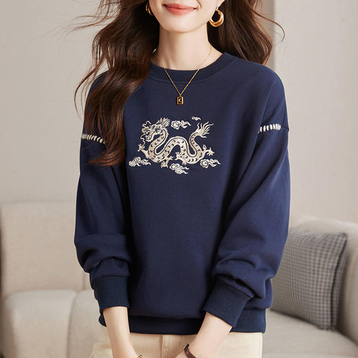 雀说圆领新年红色加绒加厚卫衣本命年衣服喜庆保暖上衣ALS82340198 商品图7