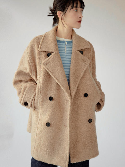 Even Vintage|羊毛混纺 JI简百搭V型大翻领时髦感廓形大衣 商品图4