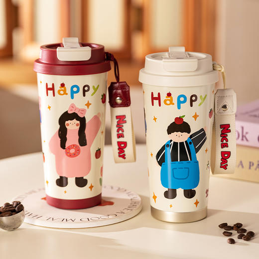 摩登主妇 咖啡保温杯乔迁新居伴手礼便携水杯可爱杯子情侣对杯礼盒 商品图3