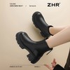 ZHR则则复古圆头粗跟短靴女2024秋冬新款英伦风加绒保暖棉靴增高 商品缩略图6