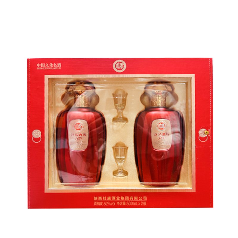 杜康汉沽酒坊52° 浓香型白酒双支礼盒装500ml*2+手提袋【LXYGCJ1.5】