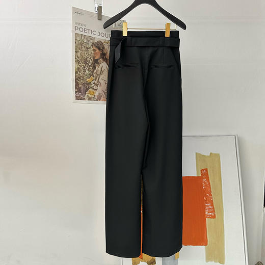【顺丰包邮】43128 洛诗琳秋季新款黑色垂感阔腿拖地西装裤816 商品图4