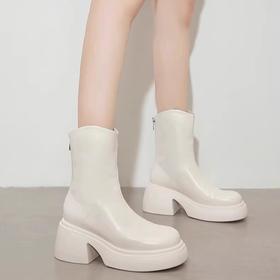 服装鞋包-秋冬新款厚底马丁靴高跟V口小个子女增高显瘦瘦靴