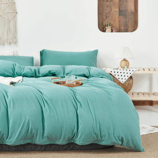 【天竺棉纯色四件套】针织棉四件套纯色天竺棉床品套件床单床笠柔软 商品图2