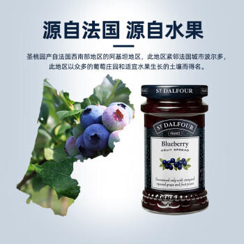 圣桃园ST.Dalfour 法国进口 蓝莓果酱 170g 0脂不添加蔗糖 西餐甜点 /粮油调味 /调味品 /西式酱料 商品图1