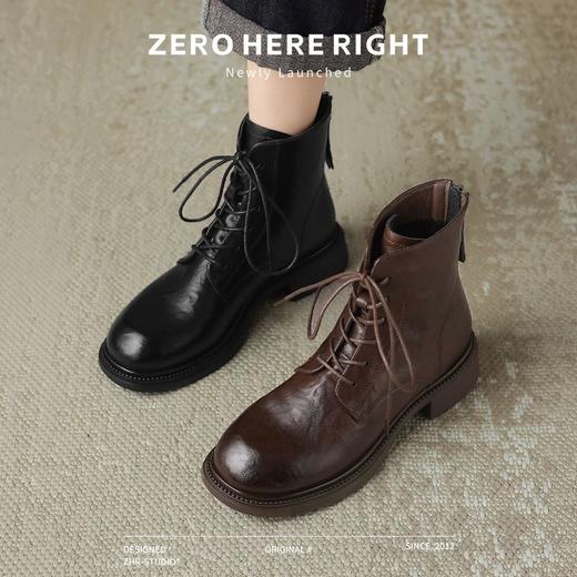 ZHR则则后拉链马丁靴加绒保暖小短靴2024新款厚底瘦瘦靴百搭女靴 商品图9