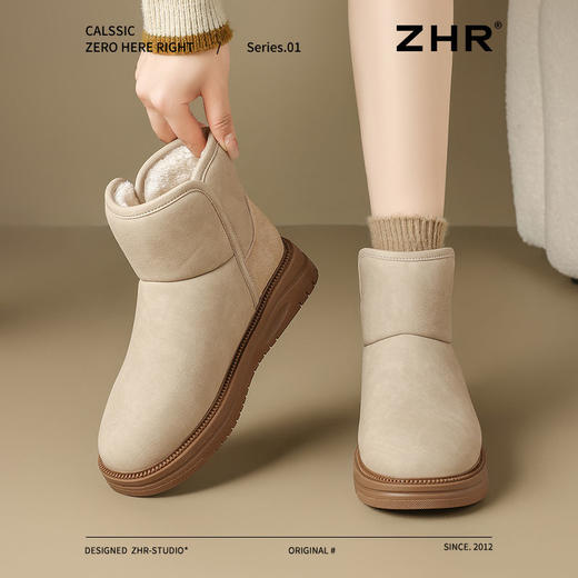 ZHR则则加绒保暖雪地靴真皮棉靴2024冬季新款防滑棉鞋运动休闲鞋 商品图1