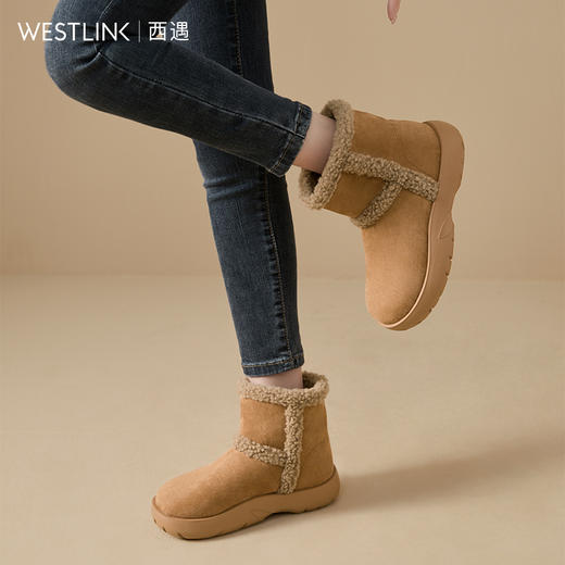 西遇保暖雪地靴女冬季新款复古东北外穿棉鞋厚底加厚加绒短靴V0047928 商品图3