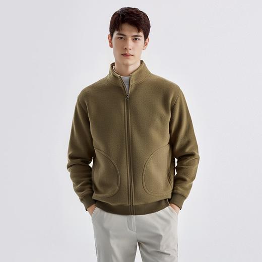 罗蒙秋冬装时尚立领男士摇粒绒夹克外套纯色简约保暖舒适休闲百搭男外套 商品图2