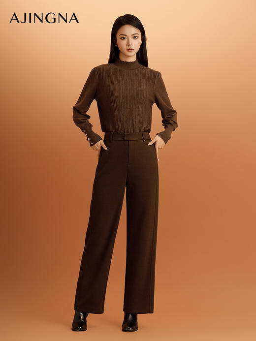 【商场同款】阿菁娜2024冬季新品高腰直筒休闲裤A30D210101 商品图0