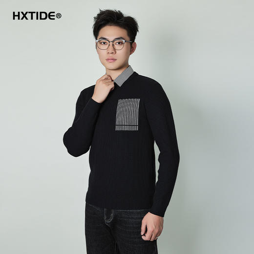 【断码清仓】HX 冬季衬衣领毛衫斯文大方S107444213101 商品图0