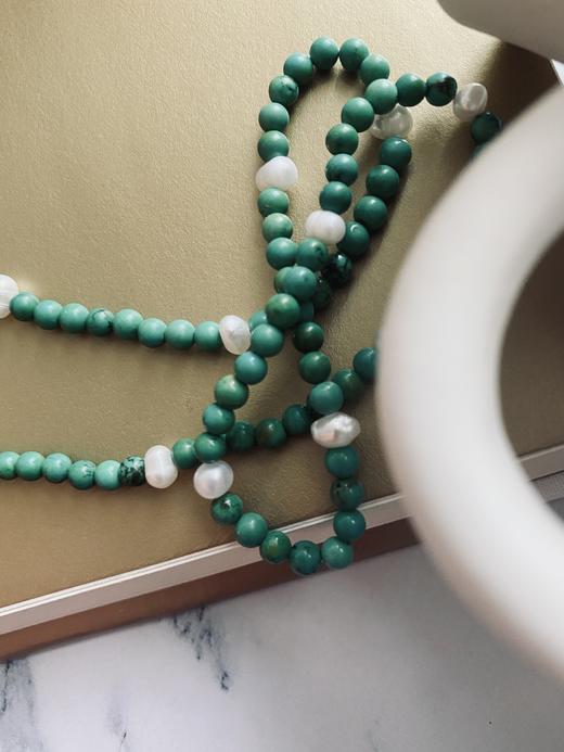 LHWINDSOR 夏日遐想松石珍珠项链百搭叠戴巴洛克珍珠复古银镀金颈链 商品图4