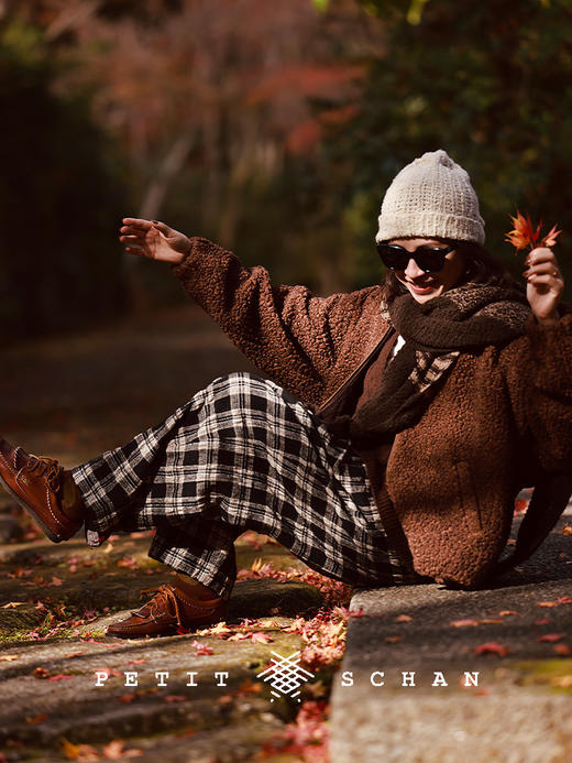 PETIT SCHAN小闪 CLO#673 Extra chic “格”外时髦  羊毛棉混纺松紧腰格纹萝卜裤 商品图2