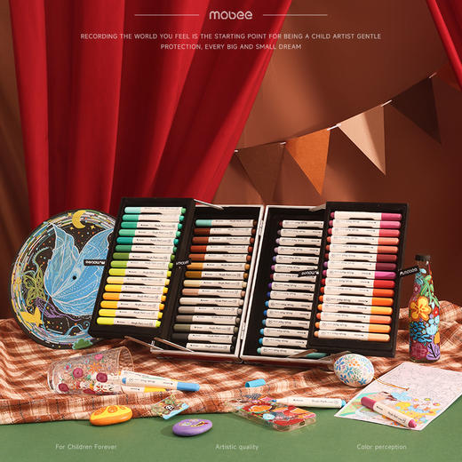 【云优选】mobee丙烯马克笔小学生专用不透色可叠色水彩笔软头美术幼儿园画笔防水性手绘圣诞节礼物男女孩儿童60色套装PO23T8 商品图3