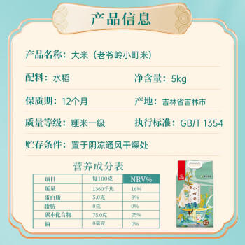 老爷岭 小町米寿司米10斤东北吉林大米小粒香米秋田小町年货福利团购 /粮油调味 /米 /小町米 商品图1