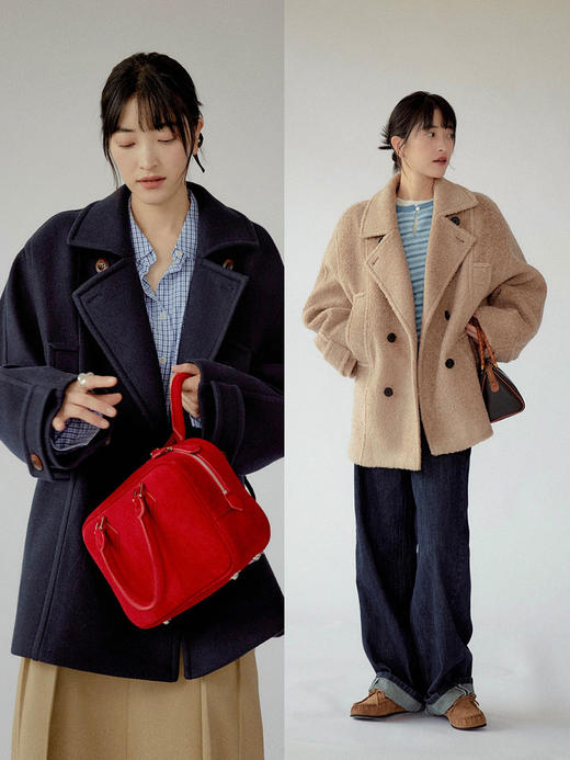 Even Vintage|羊毛混纺 JI简百搭V型大翻领时髦感廓形大衣 商品图1