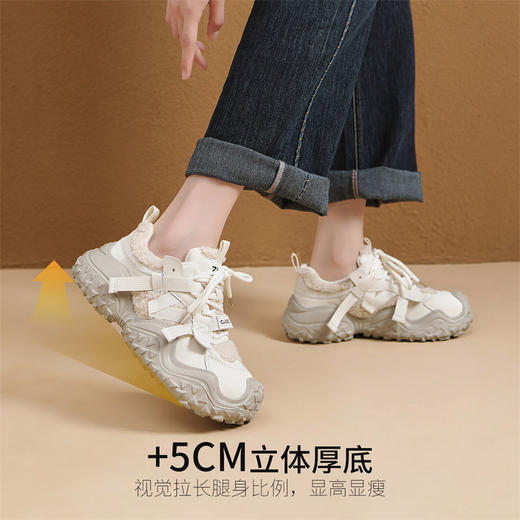 ZHR则则加绒厚底运动休闲鞋女冬季雪地靴保暖棉鞋大头增高老爹鞋 商品图2