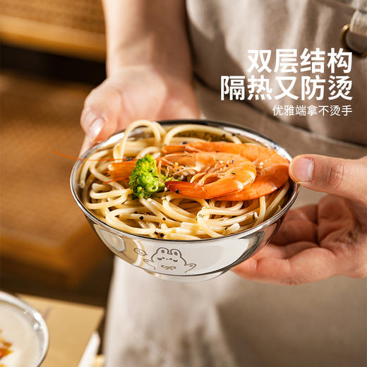 摩登主妇动物派对不锈钢碗儿童饭碗家用餐具碗具宝宝碗吃饭专用碗 商品图4