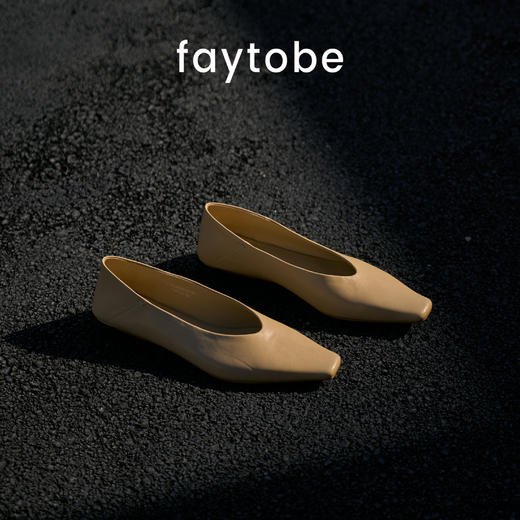 faytobe极简方头僧侣鞋25早春胎牛皮浅口单鞋小众设计豆豆鞋 商品图3