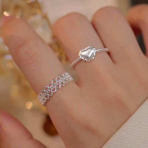 【燠沐】S925银蕾丝爱心芭蕾风戒指【BF-RS2907-RS2908】 商品图1