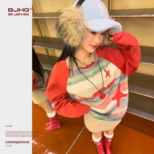 BJHG不计后果美式复古圆领卫衣男春季潮牌新款痞帅高级感情侣上衣 商品图2