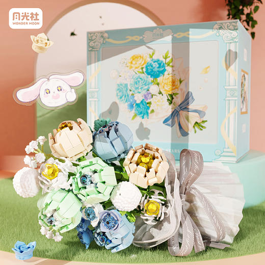 月光社FORYOU积木花束永生花相框diy益智拼装玩具创意生日礼物 商品图3