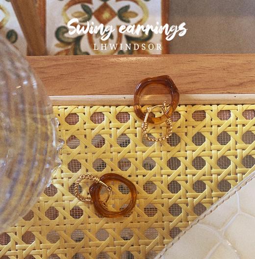 LHWINDSOR Swing秋千耳环优雅环形可拆卸耳坠复古麻花锁链两种戴法耳饰 商品图3