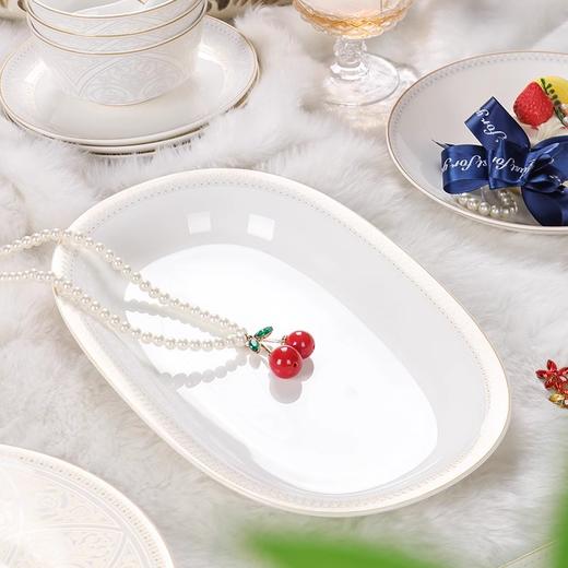 陶园梦碗碟套装家用骨瓷餐具2024年新款高档欧式碗盘乔迁新居餐具组合碗心海映辉10人用52头骨质瓷餐具【不支持补差，非质量问题不退不换】S 商品图2