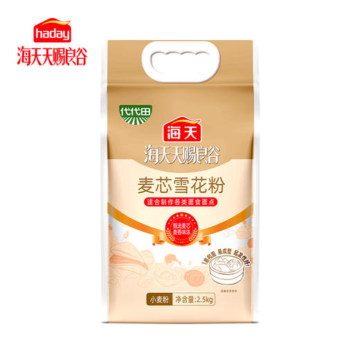 必选推荐-代代田麦芯雪花粉2.5kg面粉5斤适用各类面食面点四边封塑包产自河南 商品图1