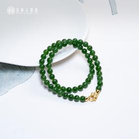 和田玉碧玉苹果绿项链