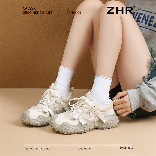 ZHR则则加绒厚底运动休闲鞋女冬季雪地靴保暖棉鞋大头增高老爹鞋 商品图8