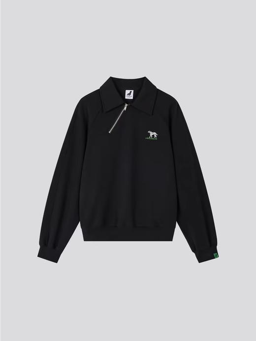 Mood Like Me/MPL2402/斜门襟半开领刺绣斑点狗polo领卫衣 商品图3