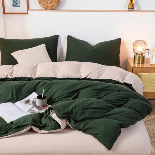 【天竺棉双拼四件套】纯色针织棉四件套双拼天竺棉床品套件柔软针织件套 商品图5